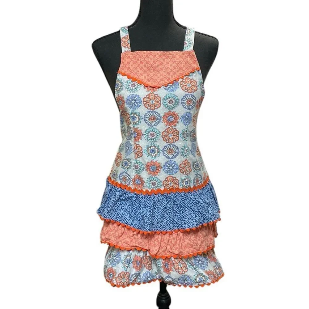 Ruffled Tiered Kitchen Tie Back Apron